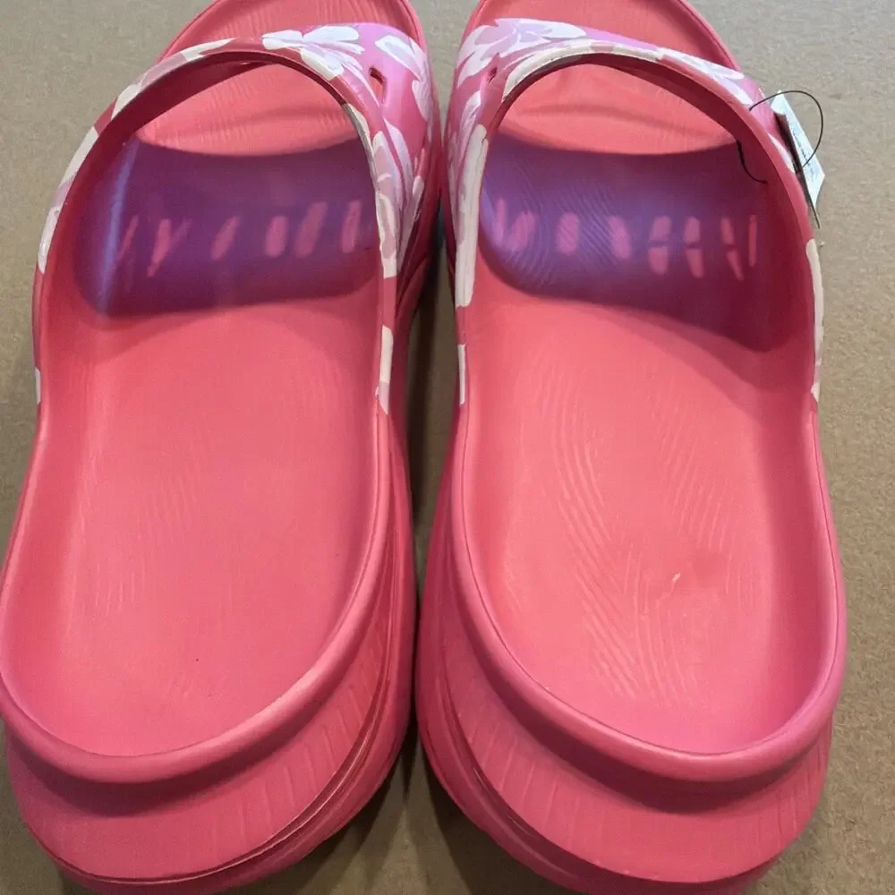 HOKA U ORA 3 Slide Sorbet Hibiscus Tropical Vibrant Bloom Sandals Mn's 11 NWT